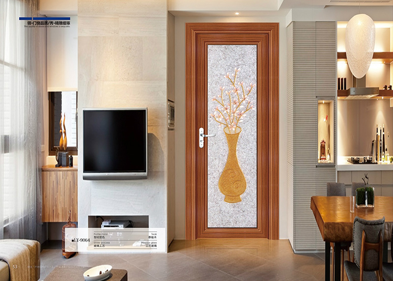 艺术玻璃门窗-泰柚木